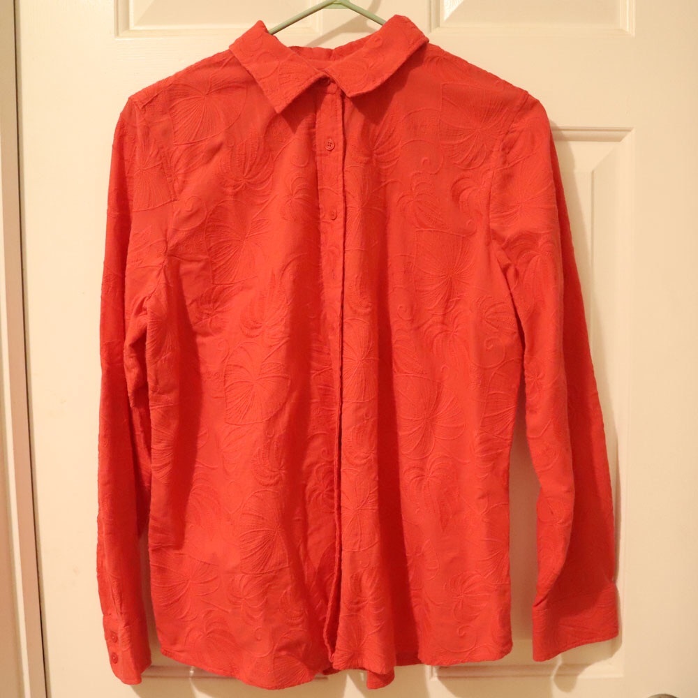 Talbots Embroidered Leaves Cotton Shirt - PL
